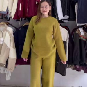 Piece Outfits Knitted With Wide Leg Pants Cozy Knit Sweatsuit Sets