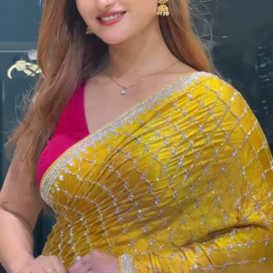 Elegant Yellow Saree with Red Blouse – Perfect Festive Look