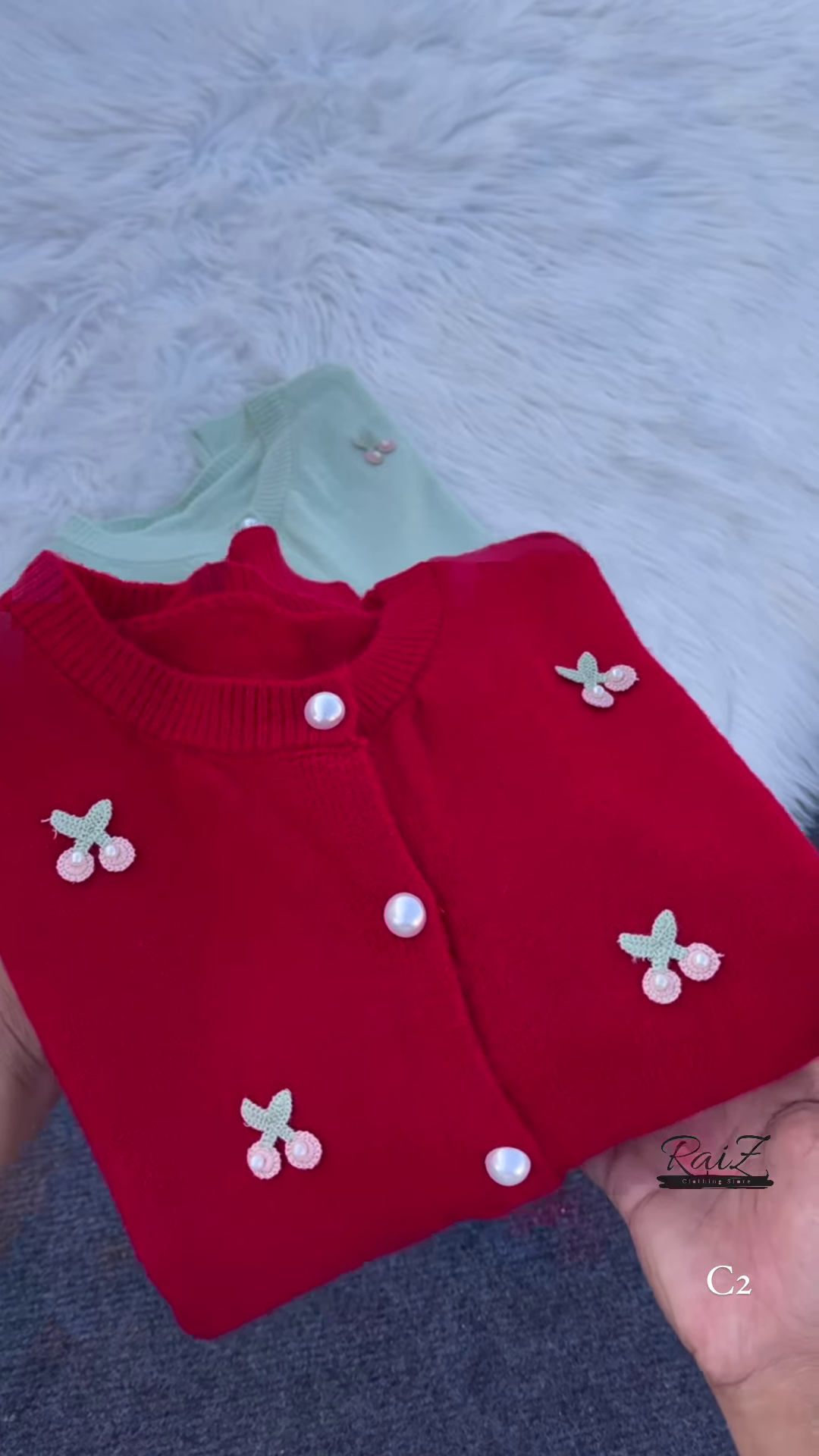 Clara round neck soft knit pearl button cardigan - Image 9