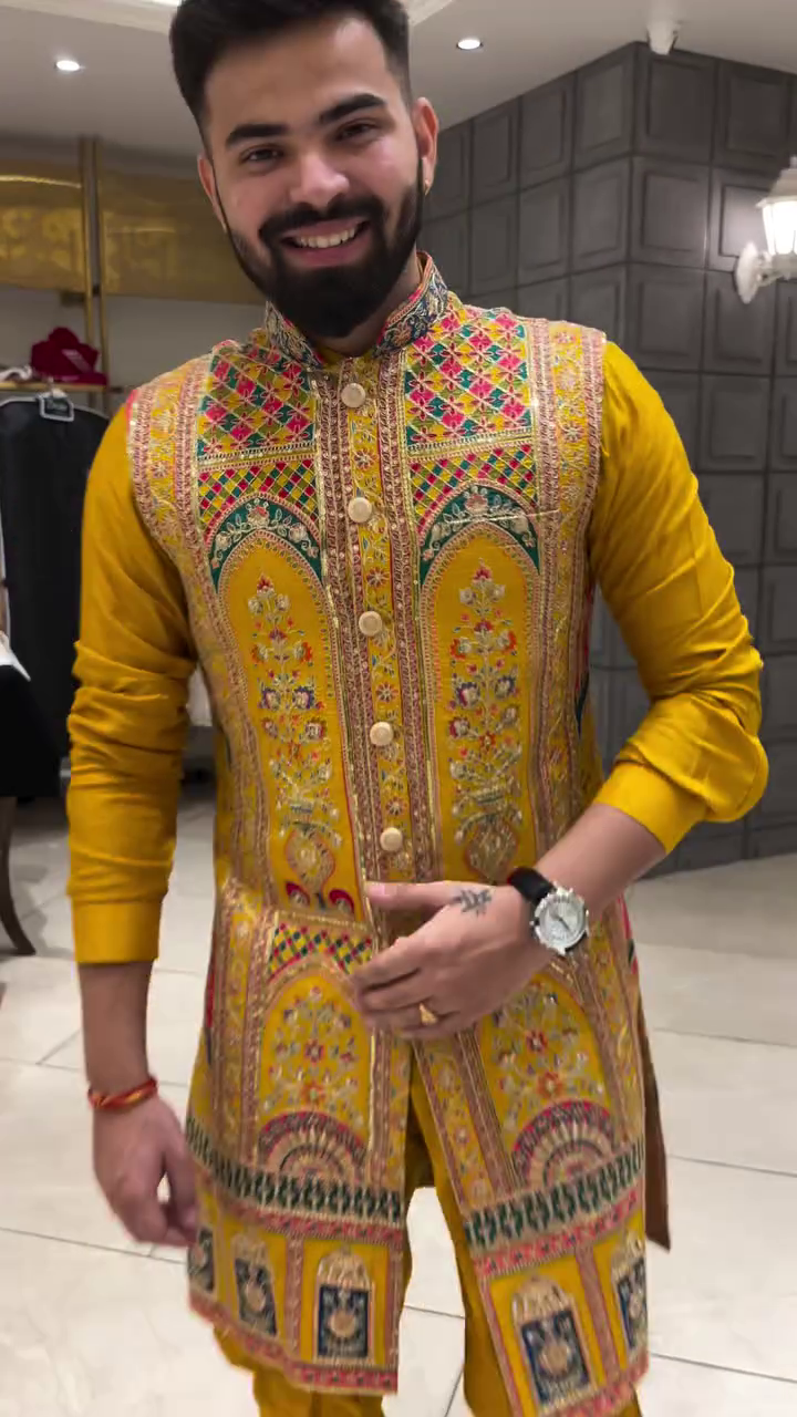Elegant Men's Indo-Western Kurta Set with Vibrant Embroidery - Multiple Variants