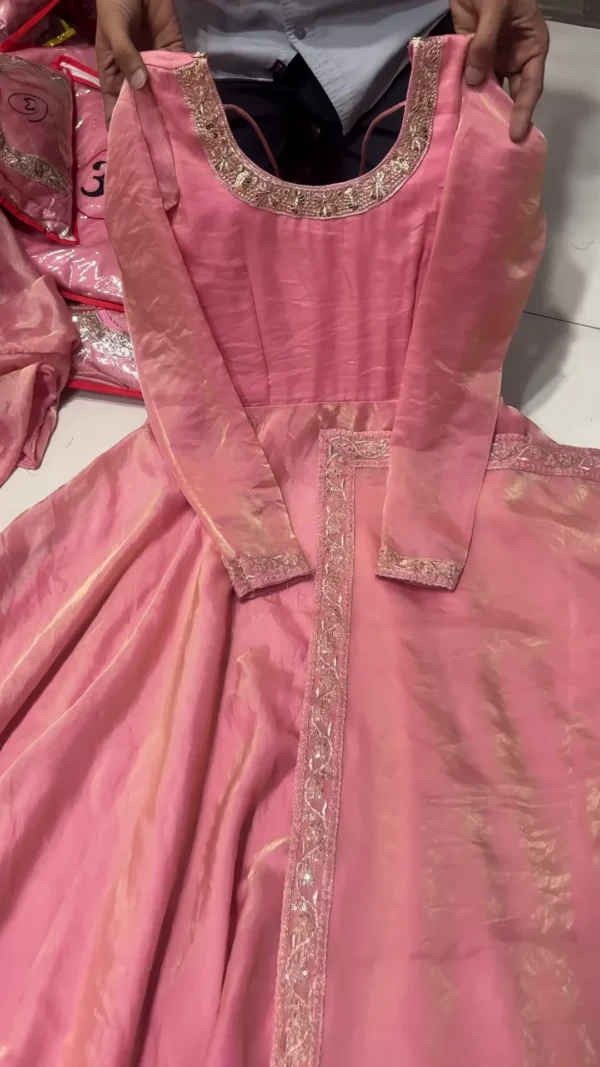 Elegant Pink Anarkali Suit Set – 3-Piece Ethnic Ensemble - Image 3