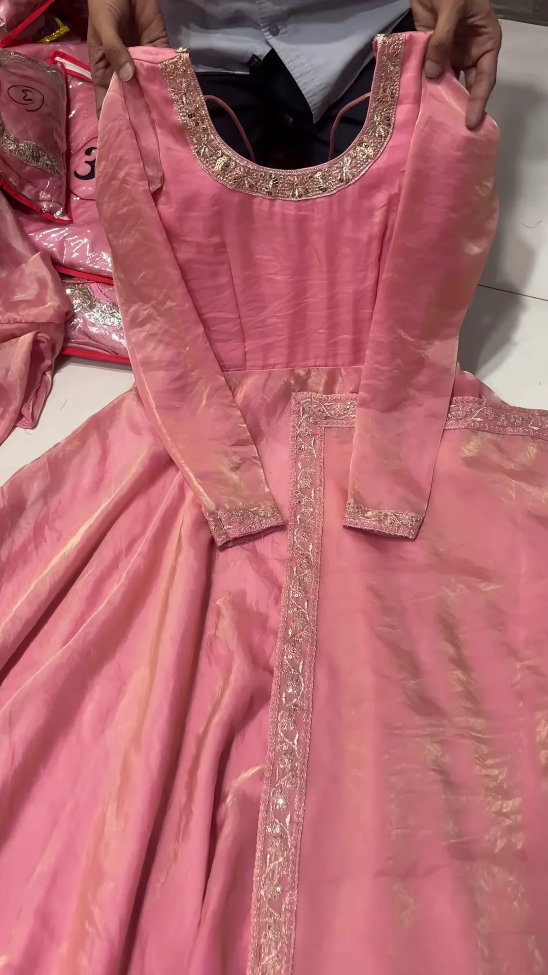 Elegant Pink Anarkali Suit Set – 3-Piece Ethnic Ensemble - Image 3