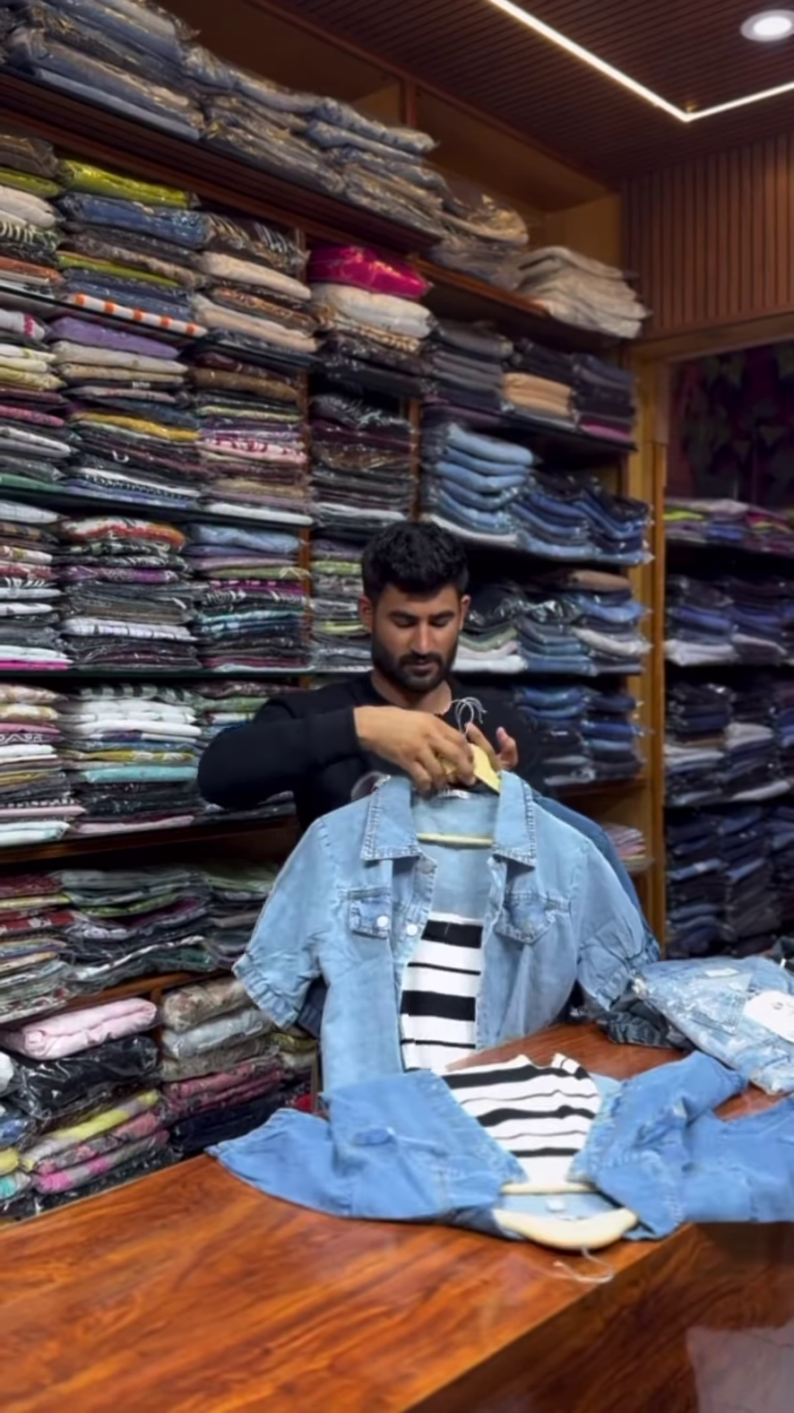 Classic Denim Button-Down Shirt with Chest Pocket and Long Sleeves for Men - Image 3