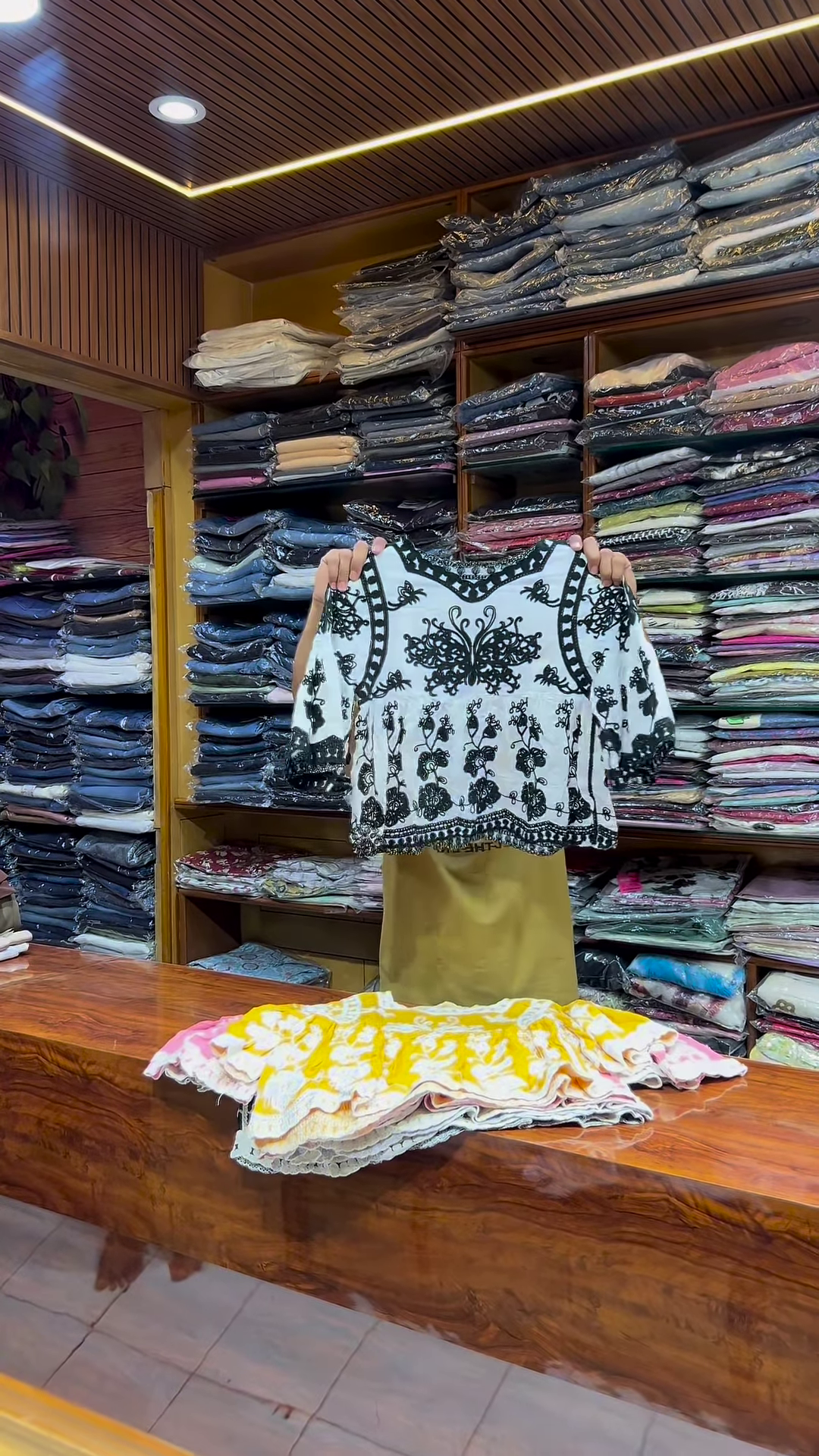 Pink and White Embroidered Long-Sleeve Top with Front Detailing for Women - Image 6