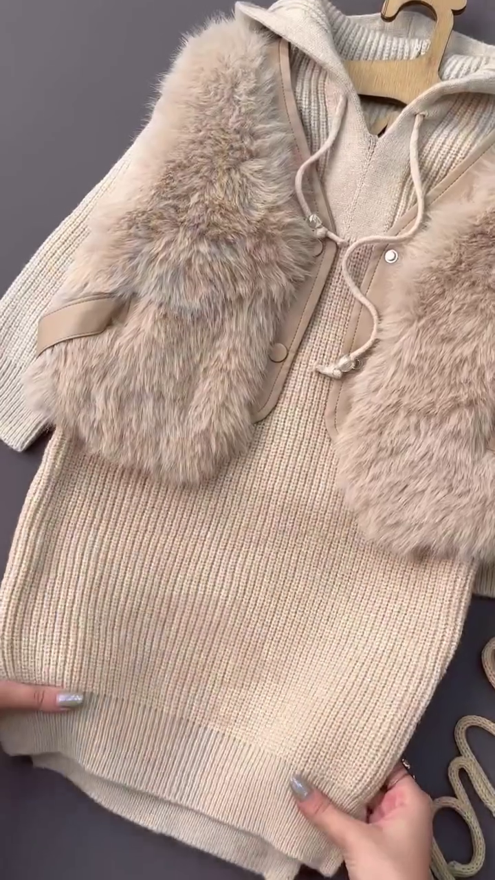 Winter Fashionable Girls Fur Vest Jacket Double Bowknot Korean Style Casual Solid Pattern Warm - Image 5