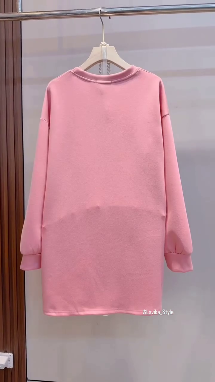 TODDLER GIRLS FUZZY SLEEVE PEACH COLOR DRESS - Image 2