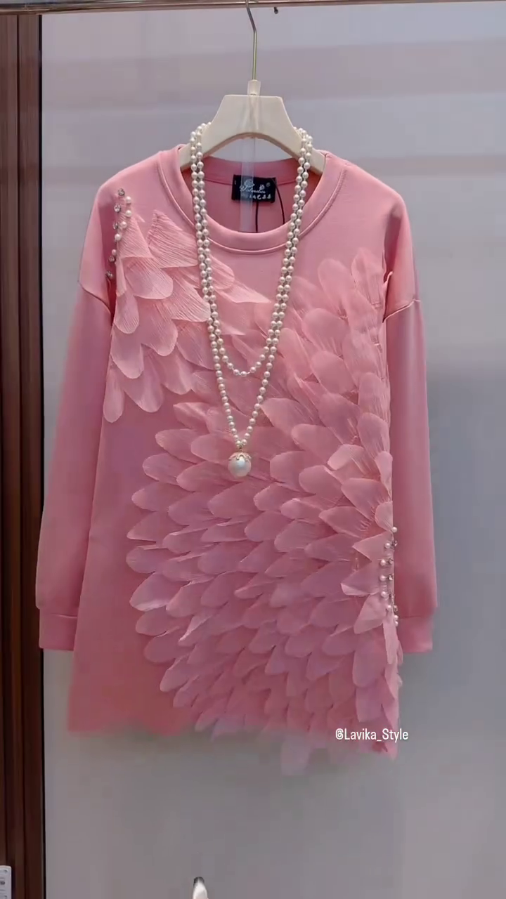 TODDLER GIRLS FUZZY SLEEVE PEACH COLOR DRESS - Image 4