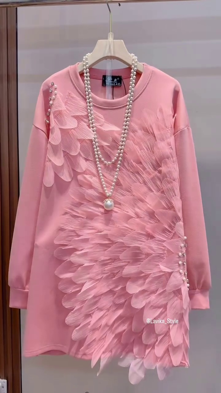 TODDLER GIRLS FUZZY SLEEVE PEACH COLOR DRESS - Image 5