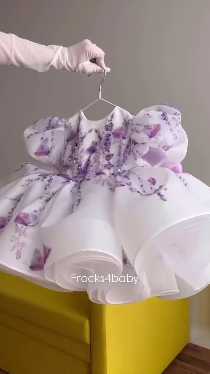 CLOTHERA Party Wear Pink Tulle Girls Frock with Puffy Sleeves & Satin Bow - Image 7