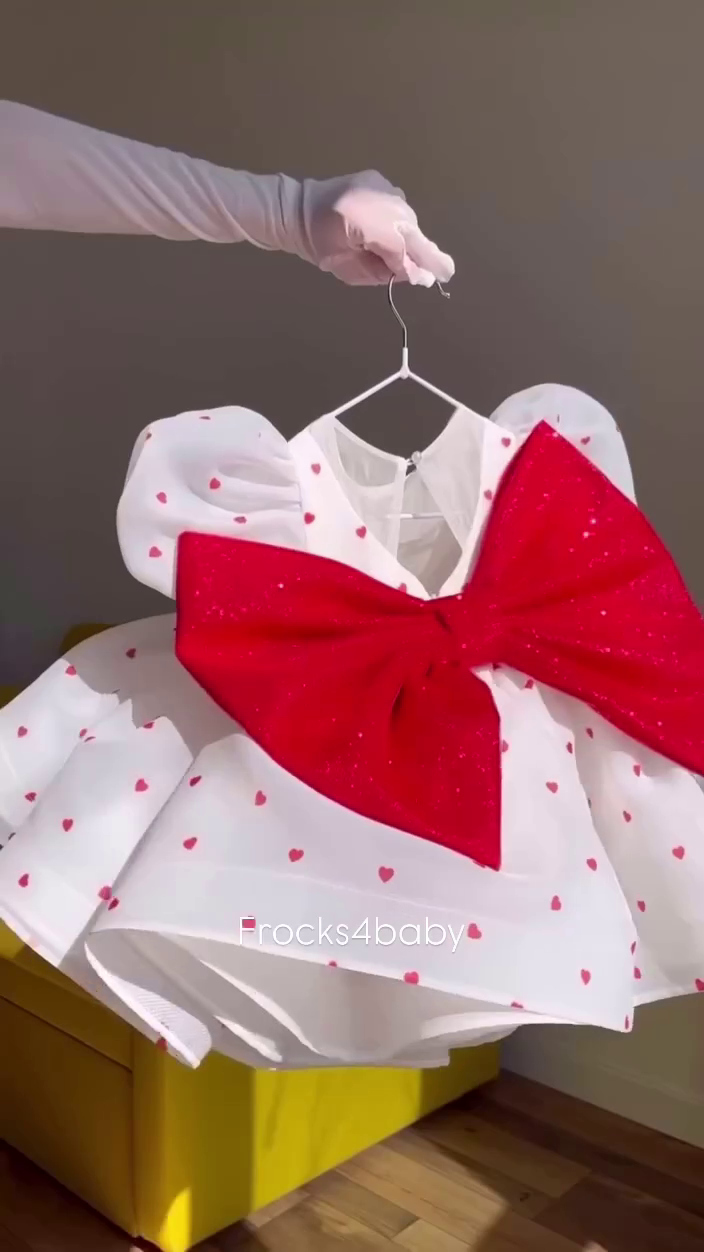 CLOTHERA Party Wear Pink Tulle Girls Frock with Puffy Sleeves & Satin Bow - Image 8