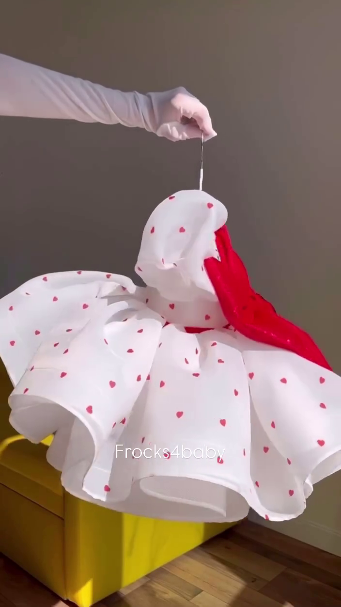 CLOTHERA Party Wear Pink Tulle Girls Frock with Puffy Sleeves & Satin Bow - Image 9