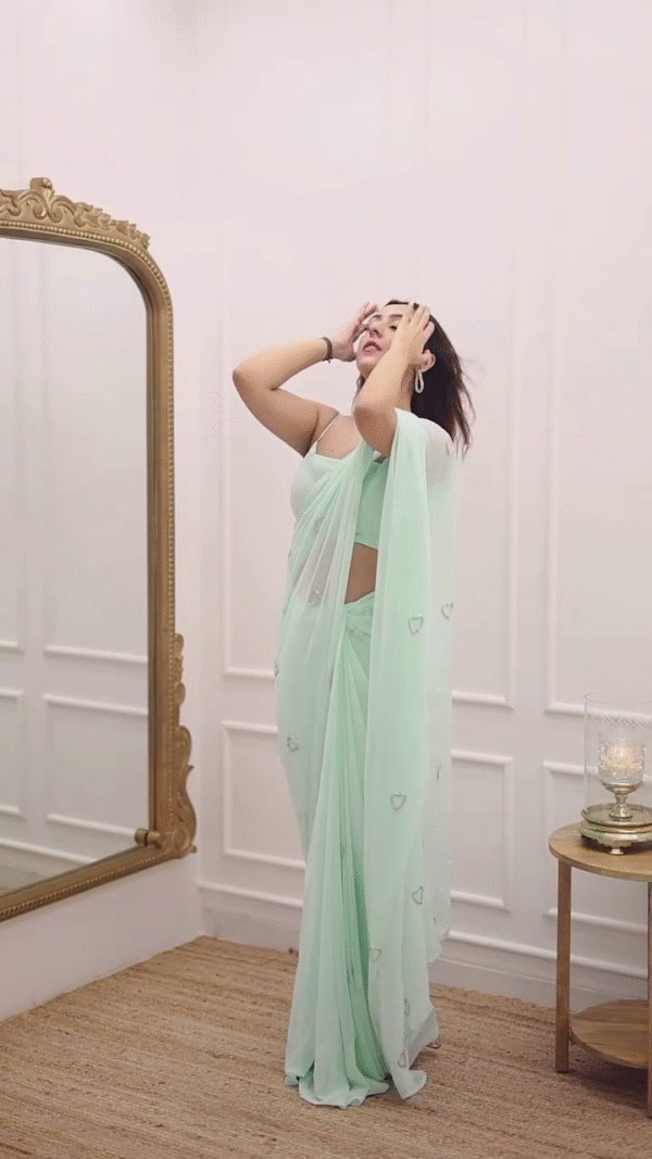 Chiffon Embellished Sarees - Buy Chiffon Embellished Sarees online in India - Image 9