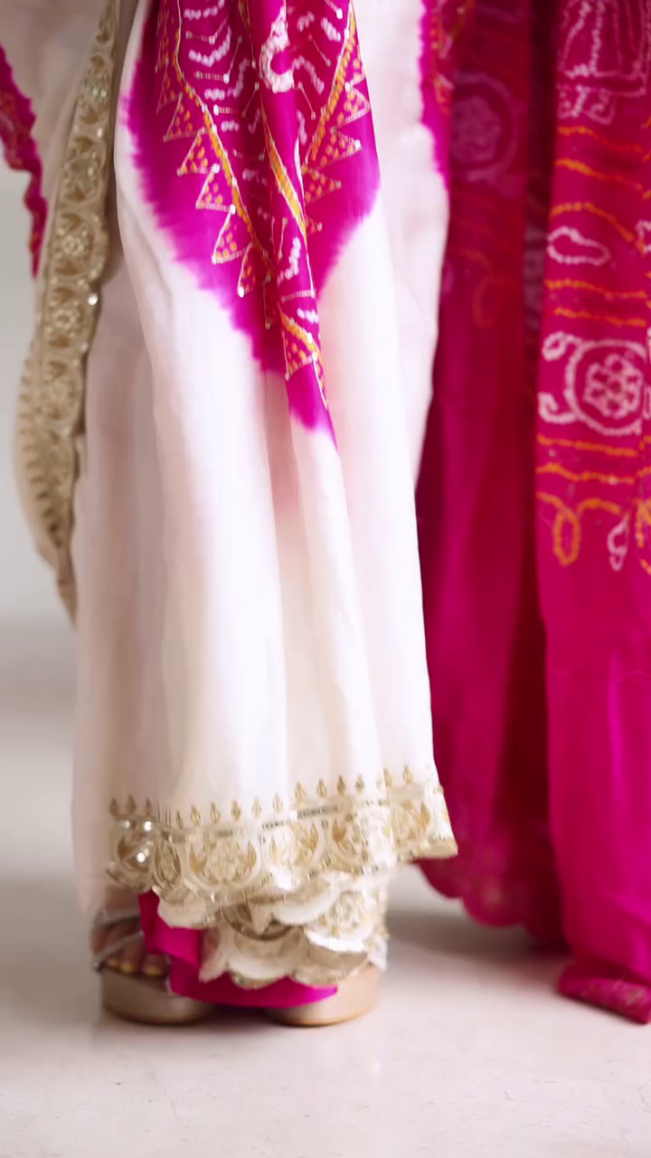 Beautiful hand embroidered saree with bandhej patch work - Image 2