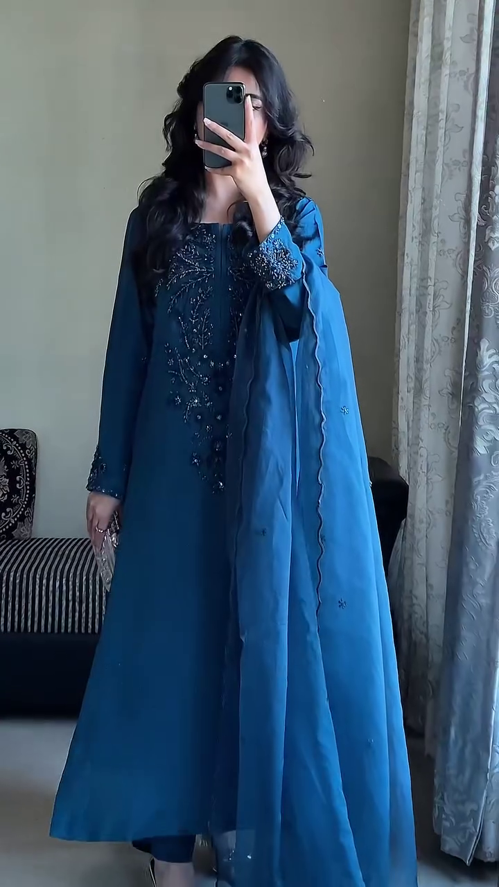 Launching New Đěsigner Party Wear Look Pur Natural Crepe Top & Palazzo With Dupatta set - Image 13