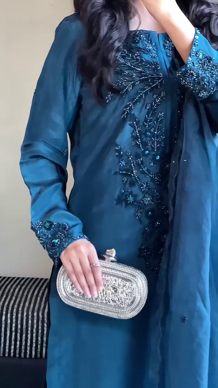 Launching New Đěsigner Party Wear Look Pur Natural Crepe Top & Palazzo With Dupatta set - Image 14