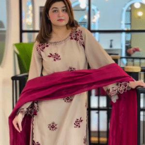 New Designer Collection In Faux Georgette With Embroidery Work Top-Bottom And Dupatta Set Fully Stitched Ready To Wear