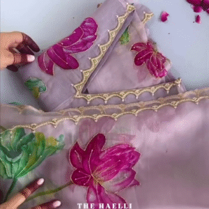🔥Soft Organza Real Handwork Saree
