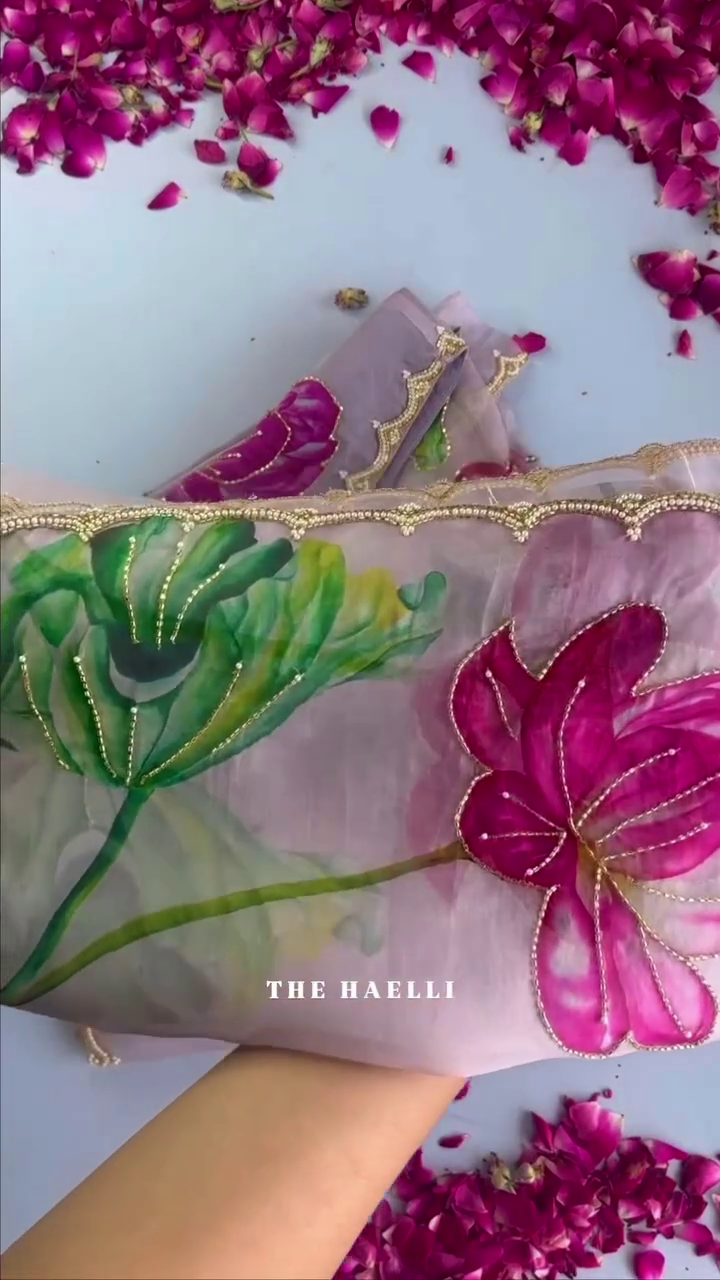 ð¥Soft Organza Real Handwork Saree - Image 6
